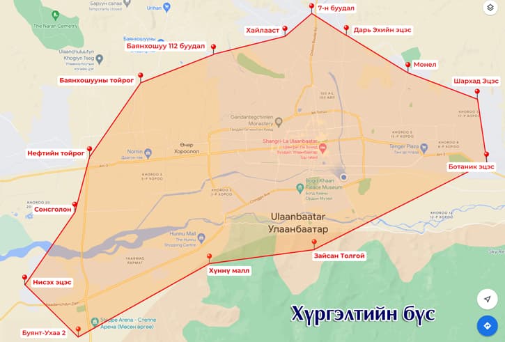 Хүргэлтийн бүсийн зураг